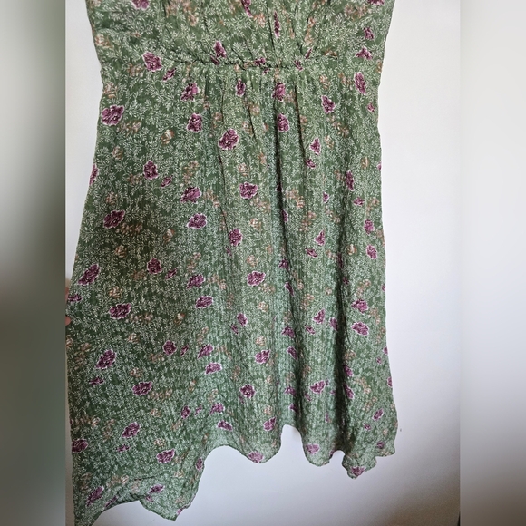 100% Silk Nordstrom Pink and Green Pleated Midi Sundress ideal for summer - Picture 10 of 11